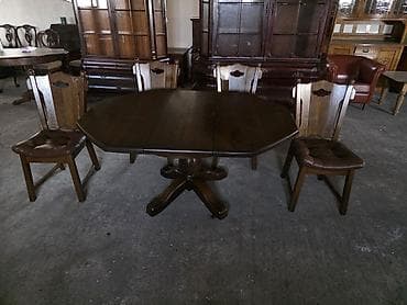 Sets of table and chairs: Trpezarijski set – masivni hrastov sto sa 4 stolice - Materijal: pun at lalafo.rs — 2 Sets of table and chairs: Trpezarijski set – masivni hrastov sto sa 4 stolice - Materijal: pun — 2