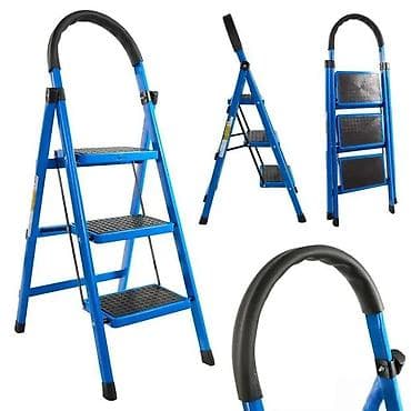 Sklopiva kućna merdevina sa 3 široke stepenice - Materijal: čelična na lalafo.rs Sklopiva kućna merdevina sa 3 široke stepenice - Materijal: čelična
