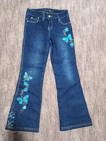 Dečije/ženske farmerke sa izvezenim leptirima - Tamno plavi teksas sa na lalafo.rs — 1 Dečije/ženske farmerke sa izvezenim leptirima - Tamno plavi teksas sa — 1