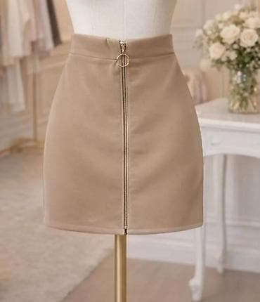 Mini suknja sa visokim strukom – bež - Kroj: uska mini suknja koja na lalafo.rs — 2 Mini suknja sa visokim strukom – bež - Kroj: uska mini suknja koja — 2