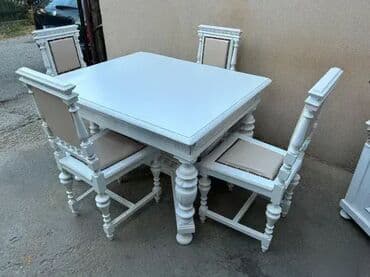 Stilske garniture: Stari stilski trpezarijski sto i 4 stolice ALT DEUTSCH 🕰️ Komplet na lalafo.rs — 12 Stilske garniture: Stari stilski trpezarijski sto i 4 stolice ALT DEUTSCH 🕰️ Komplet — 12