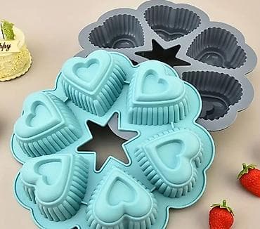 Silikonski kalup za pečenje – 6 kolačića u obliku srca - Materijal na lalafo.rs — 3 Silikonski kalup za pečenje – 6 kolačića u obliku srca - Materijal — 3