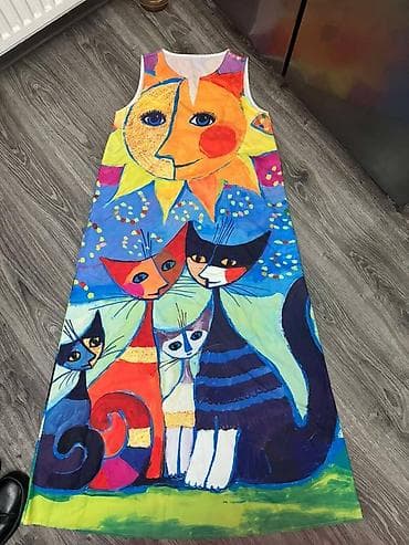 Originalna nova maksi haljina u POP ART stilu, sa mačkama, M veličine na lalafo.rs — 3 Originalna nova maksi haljina u POP ART stilu, sa mačkama, M veličine — 3