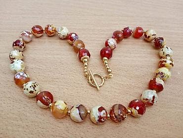 Ogrlica Fasetiran Vatreni Ahat Ogrlica od Fasetiranog Vatreniog Ahata na lalafo.rs — 3 Ogrlica Fasetiran Vatreni Ahat Ogrlica od Fasetiranog Vatreniog Ahata — 3