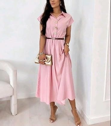 Ženska košulja-haljina, midi dužine - Kroj: struk naglašen tankim na lalafo.rs Ženska košulja-haljina, midi dužine - Kroj: struk naglašen tankim