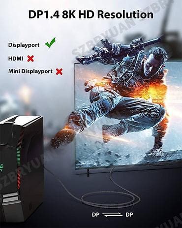 8K Displayport kabel DP1.4 144Hz 165Hz Video Audio kabel na lalafo.rs — 7 8K Displayport kabel DP1.4 144Hz 165Hz Video Audio kabel — 7