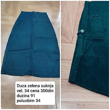 Women's Clothing: Duža zelena suknja, veličina 34. Materijal sa blagom at lalafo.rs — 2 Women's Clothing: Duža zelena suknja, veličina 34. Materijal sa blagom — 2