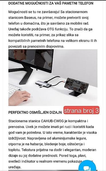 Baseus CAHUB-CW0G 6‑u‑1 USB‑C stoni/hub - Brzo punjenje: podrška za at lalafo.rs — 2 Baseus CAHUB-CW0G 6‑u‑1 USB‑C stoni/hub - Brzo punjenje: podrška za — 2