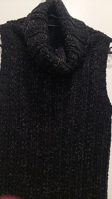 Crna pletena rolka - Model: ženski pleteni prsluk/bezrukavnik - na lalafo.rs — 2 Crna pletena rolka - Model: ženski pleteni prsluk/bezrukavnik - — 2