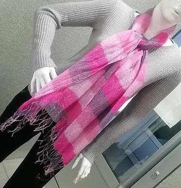 Lagan ženski šal/pašmina sa resama - Dizajn: karirani blokovi u na lalafo.rs — 3 Lagan ženski šal/pašmina sa resama - Dizajn: karirani blokovi u — 3