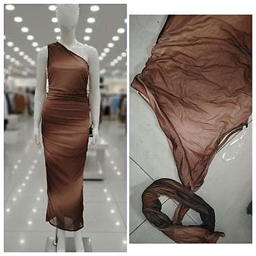 Asimetrična midi haljina – braon - Kroj: uska silueta sa nabiranjima na lalafo.rs Asimetrična midi haljina – braon - Kroj: uska silueta sa nabiranjima