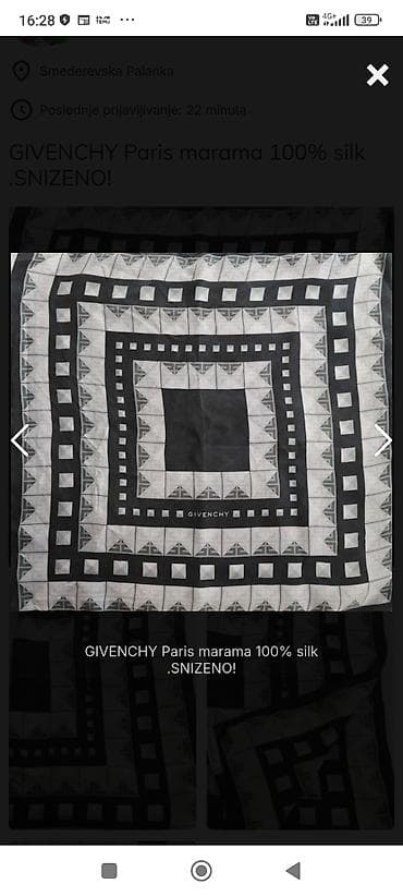 original esprit: SNIŽENA!!!GIVENCHY Paris marama 100%silk., original .Dimenzije at lalafo.rs — 1 original esprit: SNIŽENA!!!GIVENCHY Paris marama 100%silk., original .Dimenzije — 1