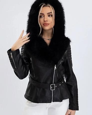 Ženska jakna YF1882 – crna, sa krznom na kapuljači - Materijal na lalafo.rs Ženska jakna YF1882 – crna, sa krznom na kapuljači - Materijal