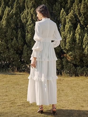 Romantična duga bela haljina sa volanima - Kroj: maksi dužina na lalafo.rs — 2 Romantična duga bela haljina sa volanima - Kroj: maksi dužina — 2