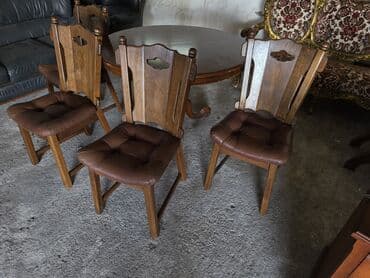 Trpezarijski set – okrugli sto od punog drveta + 4 masivne stolice - na lalafo.rs Trpezarijski set – okrugli sto od punog drveta + 4 masivne stolice -