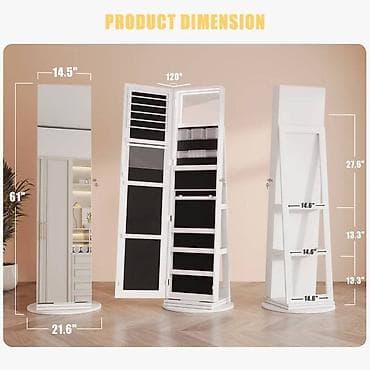 Rotacioni ormar za nakit i šminku sa ogledalom u punoj visini - 2-u-1 na lalafo.rs — 5 Rotacioni ormar za nakit i šminku sa ogledalom u punoj visini - 2-u-1 — 5