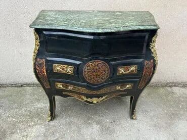 Antique Dressers: Stara stilska Boulle trbušasta komoda sa mermerom Stara stilska Boulle at lalafo.rs — 12 Antique Dressers: Stara stilska Boulle trbušasta komoda sa mermerom Stara stilska Boulle — 12