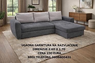 Ugaona garnitura na razvlačenje - Dimenzije: 2.60 x 1.70 m - Siva na lalafo.rs — 10 Ugaona garnitura na razvlačenje - Dimenzije: 2.60 x 1.70 m - Siva — 10