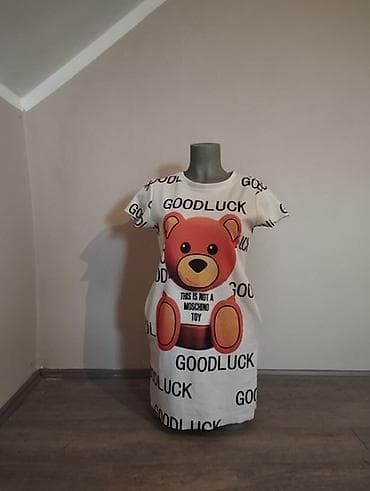 Haljina/tunika sa kratkim rukavima i okruglim izrezom, bela osnova at lalafo.rs — 2 Haljina/tunika sa kratkim rukavima i okruglim izrezom, bela osnova — 2