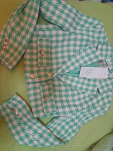 Ženski blejzer sa karo/houndstooth šarom u mint zelenoj i beloj na lalafo.rs Ženski blejzer sa karo/houndstooth šarom u mint zelenoj i beloj