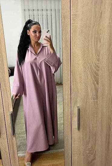 Dugačka ležerna haljina/abaya sa kragnom - Kroj: širok, ravan kroj sa na lalafo.rs — 1 Dugačka ležerna haljina/abaya sa kragnom - Kroj: širok, ravan kroj sa — 1