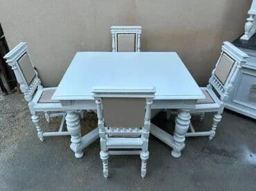 Stilske garniture: Stari stilski trpezarijski sto i 4 stolice ALT DEUTSCH 🕰️ Komplet na lalafo.rs — 3 Stilske garniture: Stari stilski trpezarijski sto i 4 stolice ALT DEUTSCH 🕰️ Komplet — 3