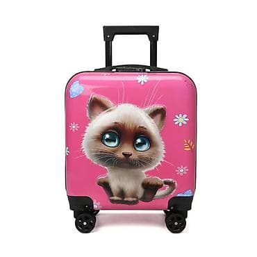 Dečji kofer na točkiće – motiv mačke - Dizajn: živo roze kućište sa na lalafo.rs Dečji kofer na točkiće – motiv mačke - Dizajn: živo roze kućište sa