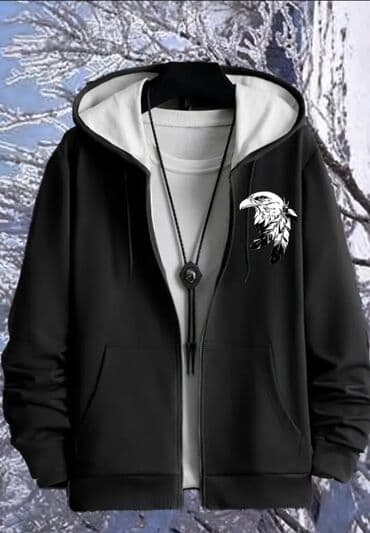 Crna muška dukserica 4 XL sa rajsferšlusom i kapuljačom. - na lalafo.rs Crna muška dukserica 4 XL sa rajsferšlusom i kapuljačom. -