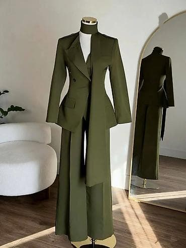 Ženski elegantni komplet – sako i široke pantalone - Krojen set sa na lalafo.rs — 4 Ženski elegantni komplet – sako i široke pantalone - Krojen set sa — 4