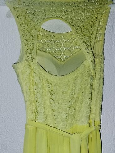 Duga žuta haljina bez rukava sa čipkanim gornjim delom i šifon na lalafo.rs — 3 Duga žuta haljina bez rukava sa čipkanim gornjim delom i šifon — 3