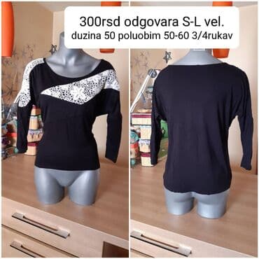 Crna ženska bluzica sa 3/4 rukavima i širokim izrezom. Gornji deo je na lalafo.rs Crna ženska bluzica sa 3/4 rukavima i širokim izrezom. Gornji deo je