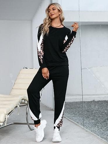 Trenerke komplet gornji i donji deo crna boja sa belim i leopard print na lalafo.rs Trenerke komplet gornji i donji deo crna boja sa belim i leopard print