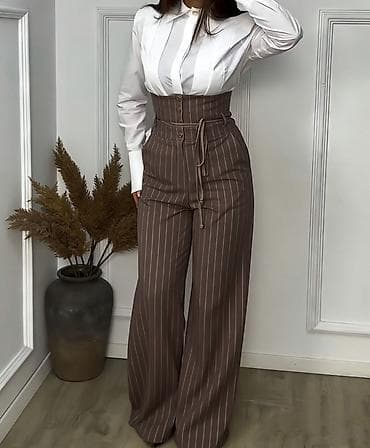 pantalone butiku ali: 💫Ženske pantalone sa visokim strukom – prugasti model sa širokim na lalafo.rs — 7 pantalone butiku ali: 💫Ženske pantalone sa visokim strukom – prugasti model sa širokim — 7