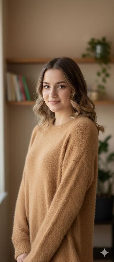 dve suknje po: Džemper od mešavine vune u boji karamele - Model: široki, opušten na lalafo.rs — 1 dve suknje po: Džemper od mešavine vune u boji karamele - Model: široki, opušten — 1