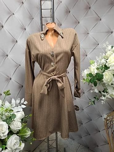 Haljina košulja sa prugama i pojasom - Model: košulja-haljina sa na lalafo.rs — 2 Haljina košulja sa prugama i pojasom - Model: košulja-haljina sa — 2