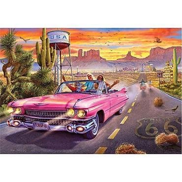 Poster/print: Retro američka ruta 66 – roze kabriolet u pustinji - na lalafo.rs Poster/print: Retro američka ruta 66 – roze kabriolet u pustinji -