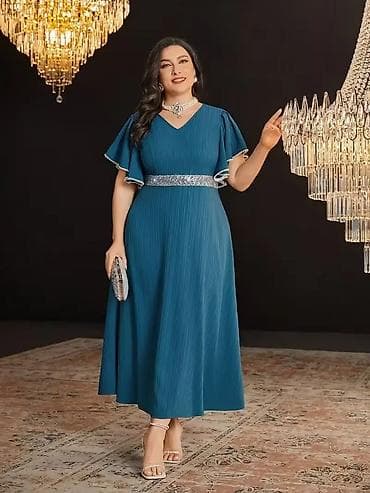 Elegantna midi večernja haljina u petrolej-plavoj boji 1XL (EU 46) - na lalafo.rs Elegantna midi večernja haljina u petrolej-plavoj boji 1XL (EU 46) -