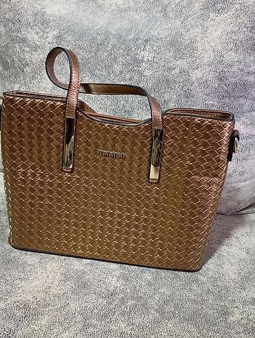 Ženska torba – metalik bronzana, pleteni efekt - Materijal: veštačka na lalafo.rs — 1 Ženska torba – metalik bronzana, pleteni efekt - Materijal: veštačka — 1