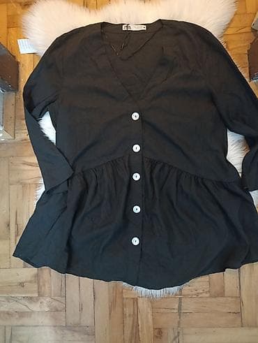 ZARA ženska bluza/tunika sa dugmićima - Boja: crna - Model: struk na lalafo.rs — 1 ZARA ženska bluza/tunika sa dugmićima - Boja: crna - Model: struk — 1