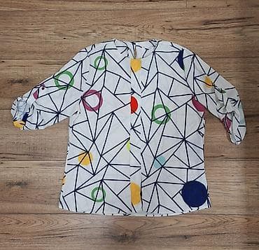 zenske broj: Bela ženska bluza sa geometrijskim dezenom. Bluza ima tri-četvrt at lalafo.rs — 2 zenske broj: Bela ženska bluza sa geometrijskim dezenom. Bluza ima tri-četvrt — 2