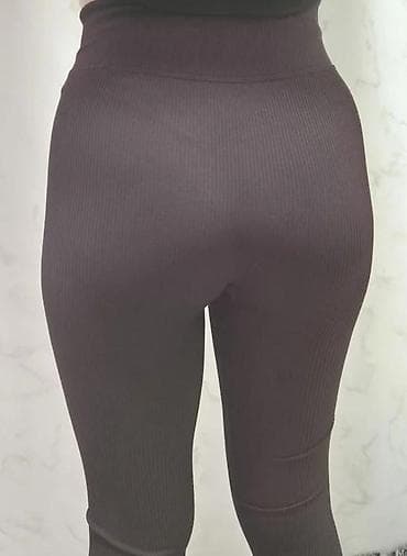 Leggings, Bike shorts: Ženske helanke tamne boje sa rebrastom teksturom. Karakteriše ih visok at lalafo.rs — 6 Leggings, Bike shorts: Ženske helanke tamne boje sa rebrastom teksturom. Karakteriše ih visok — 6