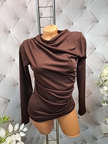 💫Elegantna ženska bluza sa dugim rukavima i efektnim drapiranim na lalafo.rs 💫Elegantna ženska bluza sa dugim rukavima i efektnim drapiranim