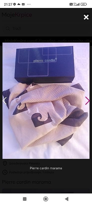 RASPRODAJA!!SNIŽENO.! ORIGINAL Pierre cardin marama 64x67cm,. sitni na lalafo.rs RASPRODAJA!!SNIŽENO.! ORIGINAL Pierre cardin marama 64x67cm,. sitni