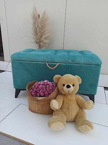 Tabure kutija za odlaganje presvučena plišanim materijalom tirkizne na lalafo.rs — 1 Tabure kutija za odlaganje presvučena plišanim materijalom tirkizne — 1