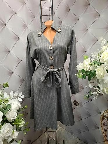 Haljina košulja sa prugama i pojasom - Model: košulja-haljina sa na lalafo.rs — 3 Haljina košulja sa prugama i pojasom - Model: košulja-haljina sa — 3