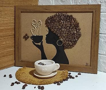 Ručne dekorativne slike sa temom kafe - Set originalnih zidnih na lalafo.rs — 4 Ručne dekorativne slike sa temom kafe - Set originalnih zidnih — 4