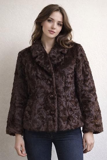 Ženska bunda od prirodnog krzna – tamno braon - Materijal: meko na lalafo.rs — 1 Ženska bunda od prirodnog krzna – tamno braon - Materijal: meko — 1