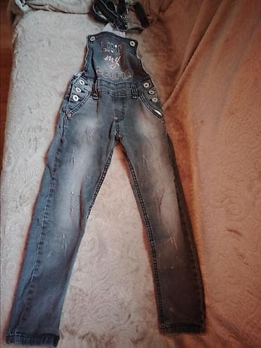 Dečije teksas tregerice (pantalone sa tregerima) - Materijal: 98% na lalafo.rs — 1 Dečije teksas tregerice (pantalone sa tregerima) - Materijal: 98% — 1