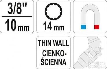 Ključ za svećice sa zglobom – 14 mm, 12 ugaonih, 3/8" PROFI – YATO na lalafo.rs — 2 Ključ za svećice sa zglobom – 14 mm, 12 ugaonih, 3/8" PROFI – YATO — 2