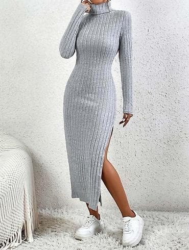 Rebrasta džemper-haljina sa rol-kragnom - Kroj: uska silueta koja na lalafo.rs — 4 Rebrasta džemper-haljina sa rol-kragnom - Kroj: uska silueta koja — 4